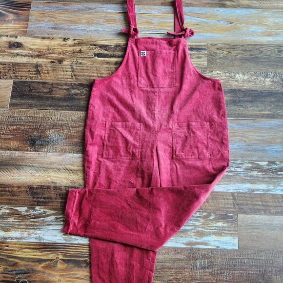 Lucy & Yak Original Corduroy Dungarees Overalls Organic Cotton Maroon - Picture 4 of 12
